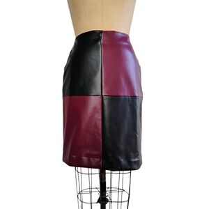 Bar lll vegan leather block color skirt.